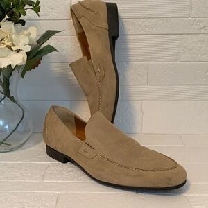 Cesare Paciotti Taupe Suede Slip-On Loafers